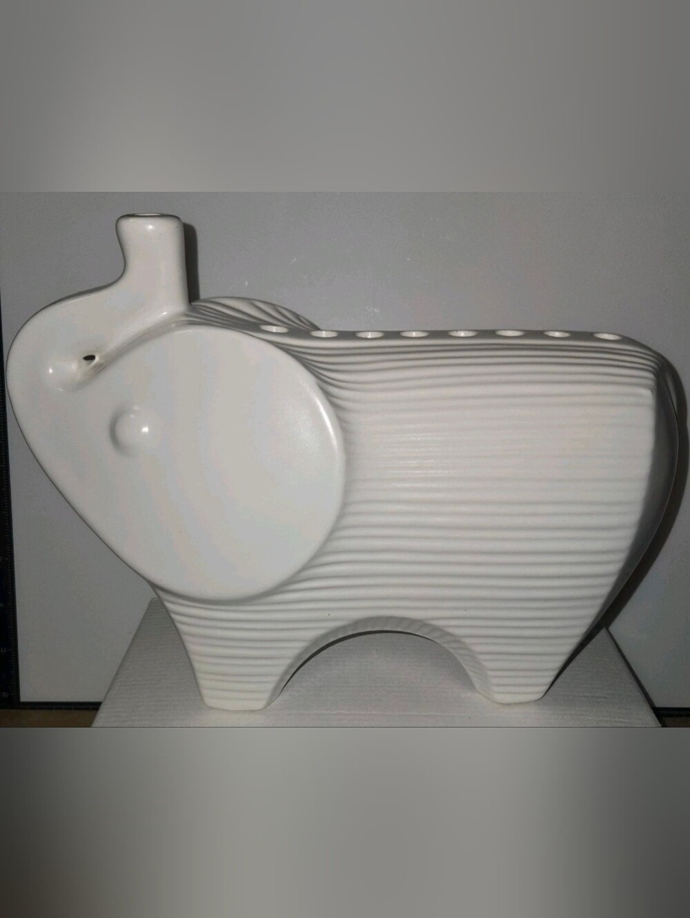Jonathan Adler Stoneware Elephant Menorah Candle Holder White Glaze Finish